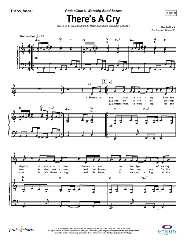 There's A Cry Lead & Piano (Robin Mark)