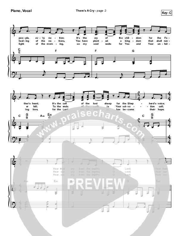 There's A Cry Lead & Piano (Robin Mark)