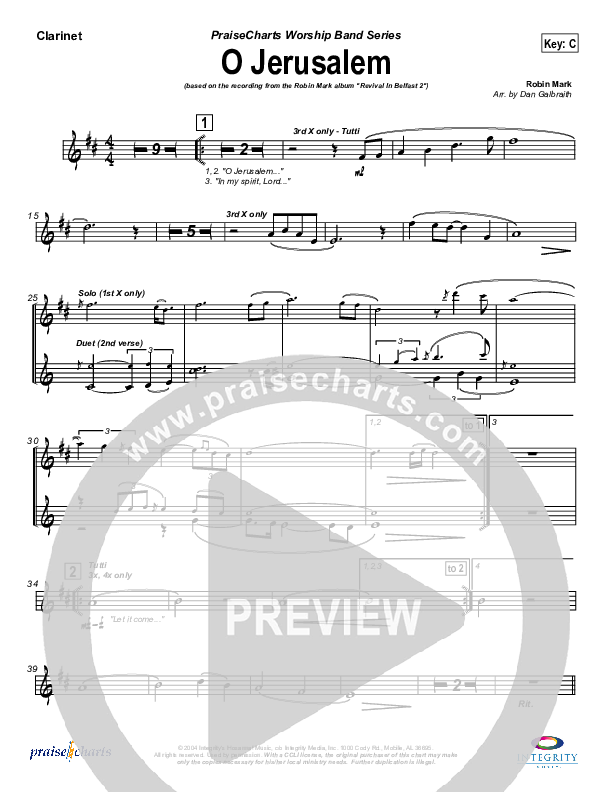 O Jerusalem Clarinet (Robin Mark)