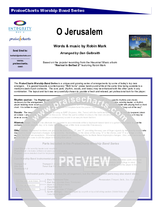 O Jerusalem Cover Sheet (Robin Mark)