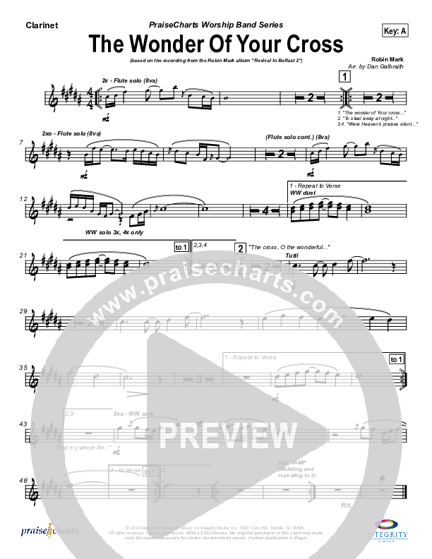 The Wonder Of Your Cross Clarinet (Robin Mark)