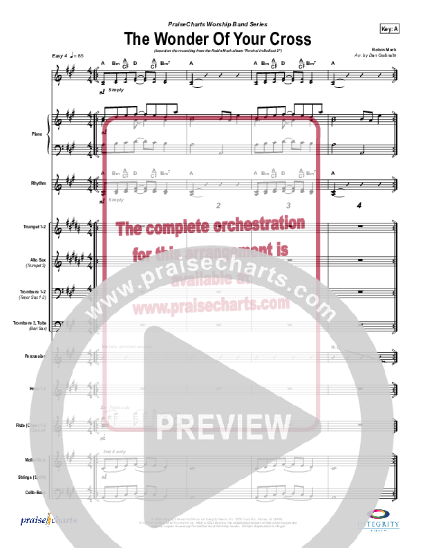 The Wonder Of Your Cross Conductor's Score (Robin Mark)