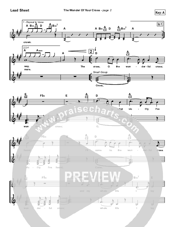 The Wonder Of Your Cross Lead Sheet (Robin Mark)