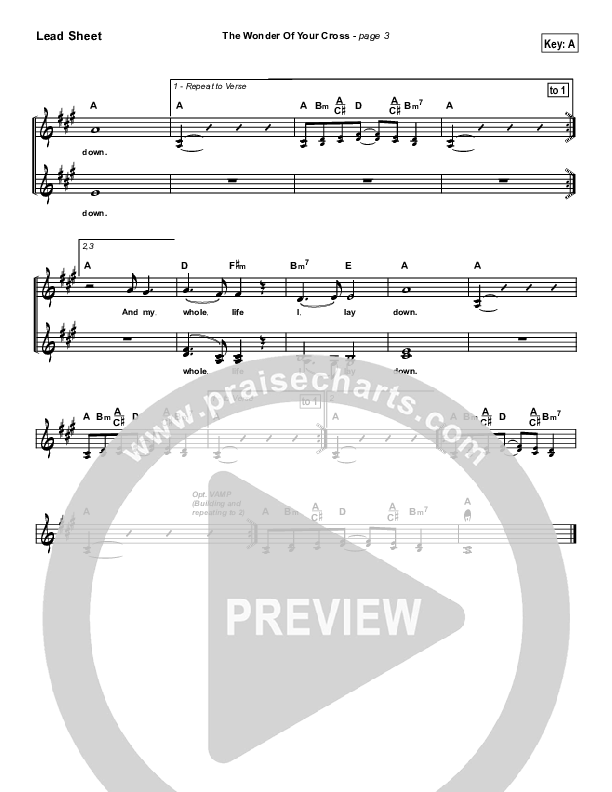 The Wonder Of Your Cross Lead Sheet (Robin Mark)