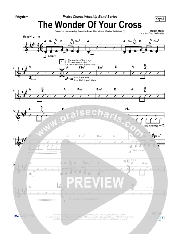 The Wonder Of Your Cross Rhythm Chart (Robin Mark)