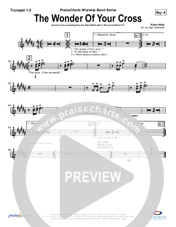 The Wonder Of Your Cross Trumpet 1,2 (Robin Mark)