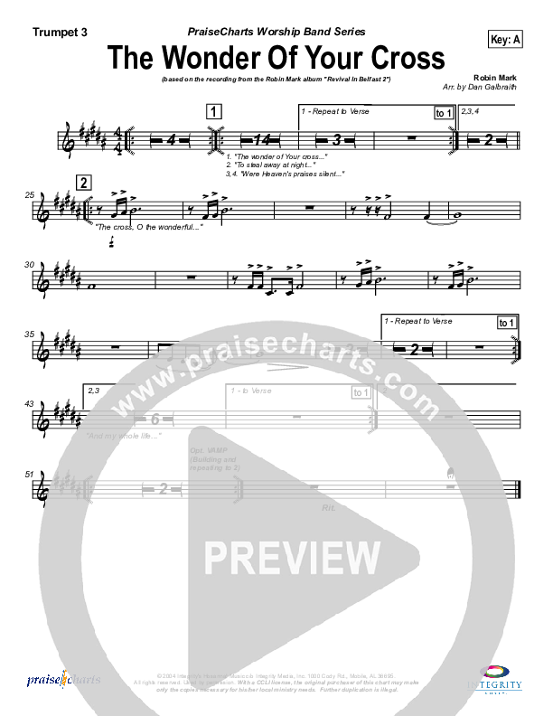 The Wonder Of Your Cross Trumpet 3 (Robin Mark)