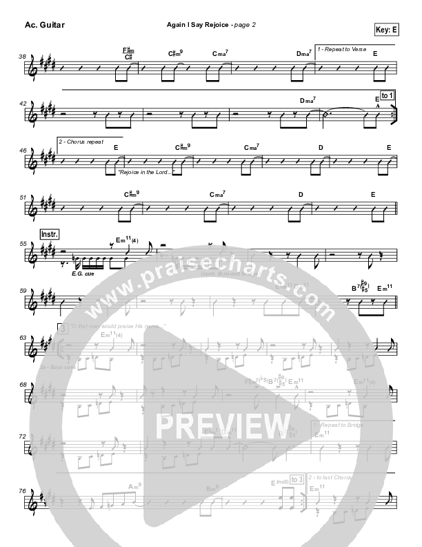 Again I Say Rejoice Acoustic Guitar (Israel Houghton)