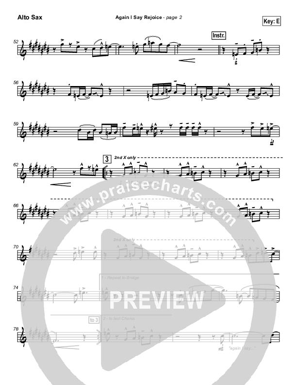 Again I Say Rejoice Alto Sax (Israel Houghton)