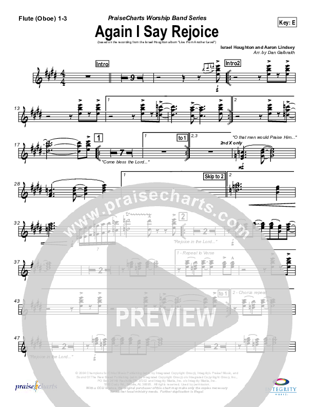 Again I Say Rejoice Wind Pack (Israel Houghton)