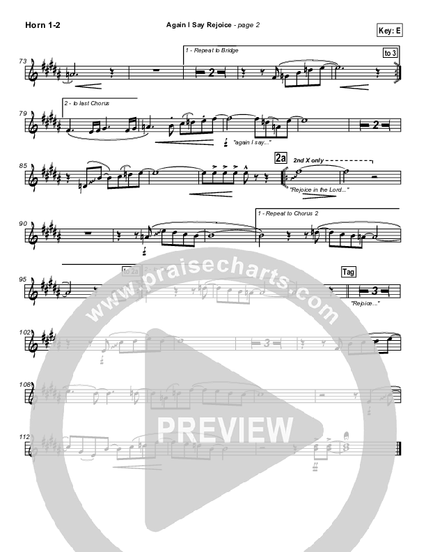 Again I Say Rejoice French Horn 1/2 (Israel Houghton)