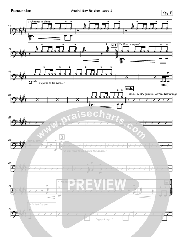 Again I Say Rejoice Percussion (Israel Houghton)