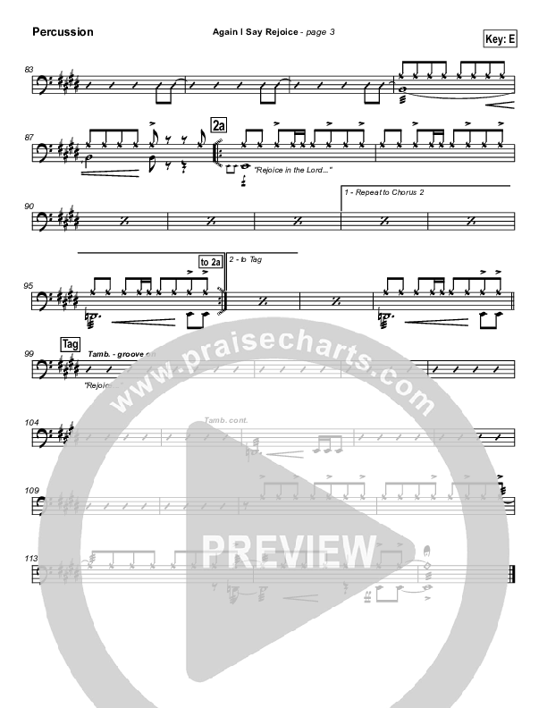 Again I Say Rejoice Percussion (Israel Houghton)