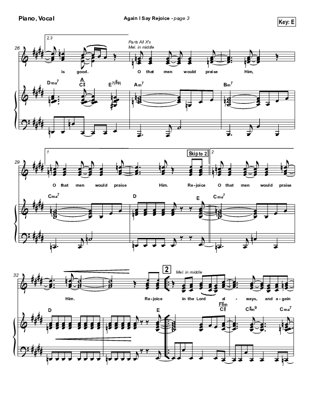 Again I Say Rejoice Piano/Vocal (SATB) (Israel Houghton)