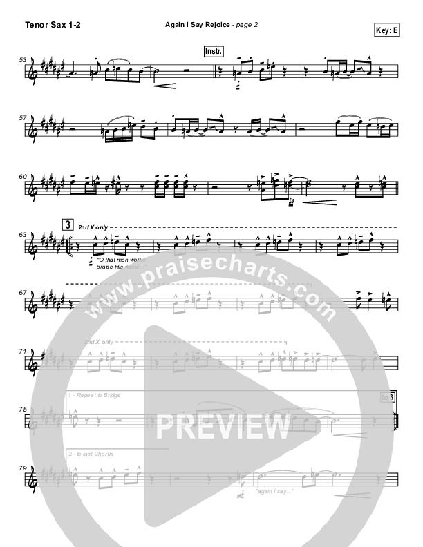 Again I Say Rejoice Tenor Sax 1/2 (Israel Houghton)