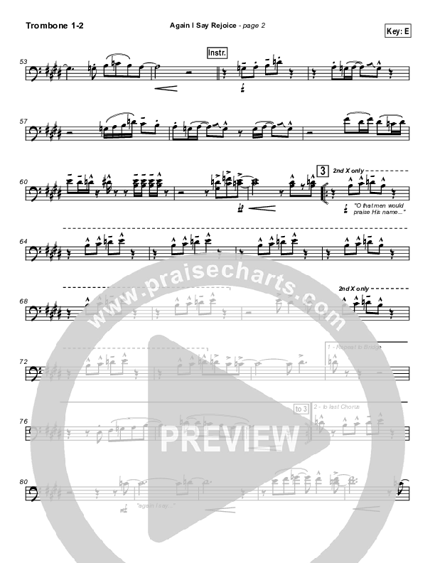 Again I Say Rejoice Trombone 1/2 (Israel Houghton)