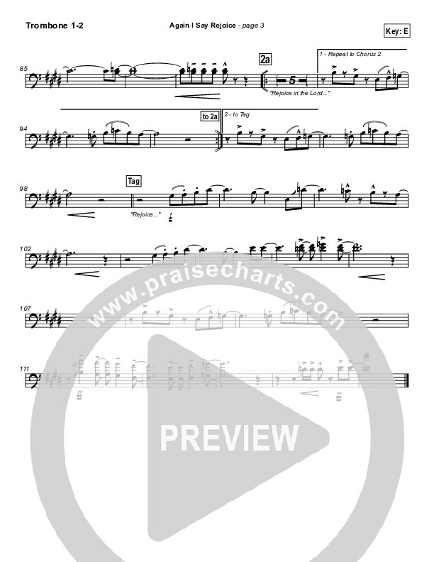 Again I Say Rejoice Trombone 1/2 (Israel Houghton)
