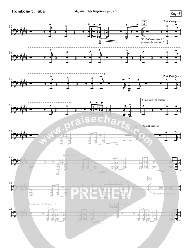 Again I Say Rejoice Trombone 3 (Israel Houghton)