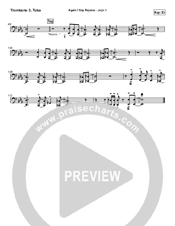 Again I Say Rejoice Trombone 3/Tuba (Israel Houghton)