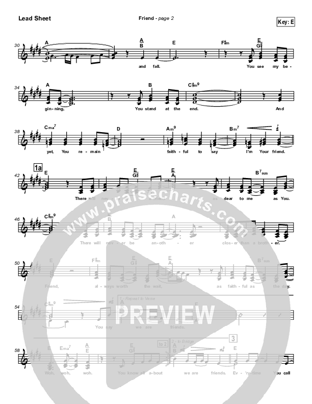 Friend Lead Sheet (Israel Houghton)