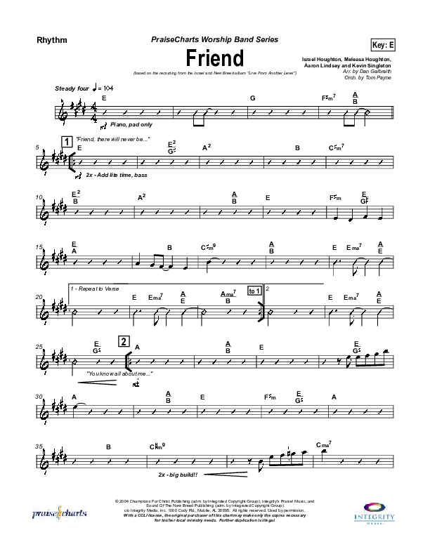 Friend Rhythm Chart (Israel Houghton)