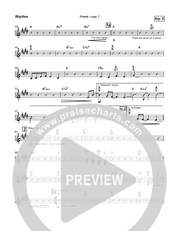 Friend Rhythm Chart (Israel Houghton)