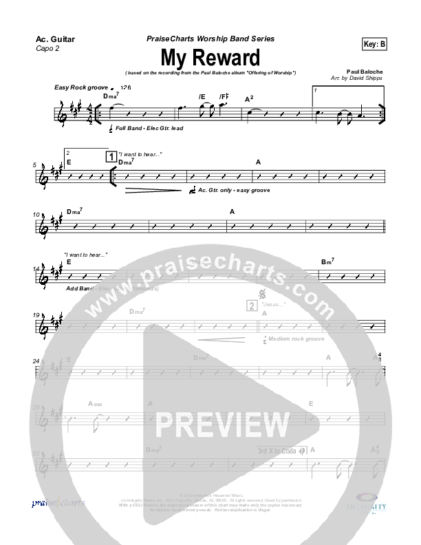 My Reward Acoustic Guitar (Paul Baloche)