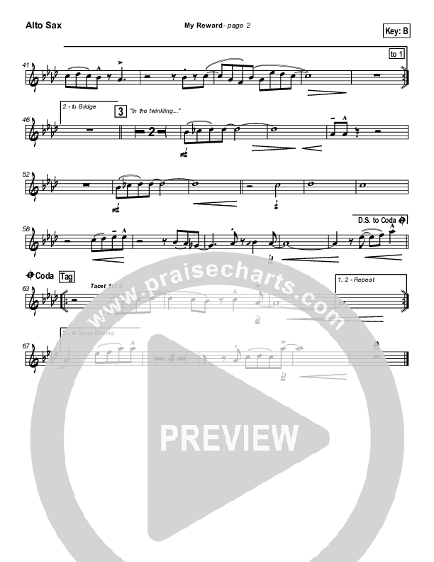 My Reward Alto Sax (Paul Baloche)