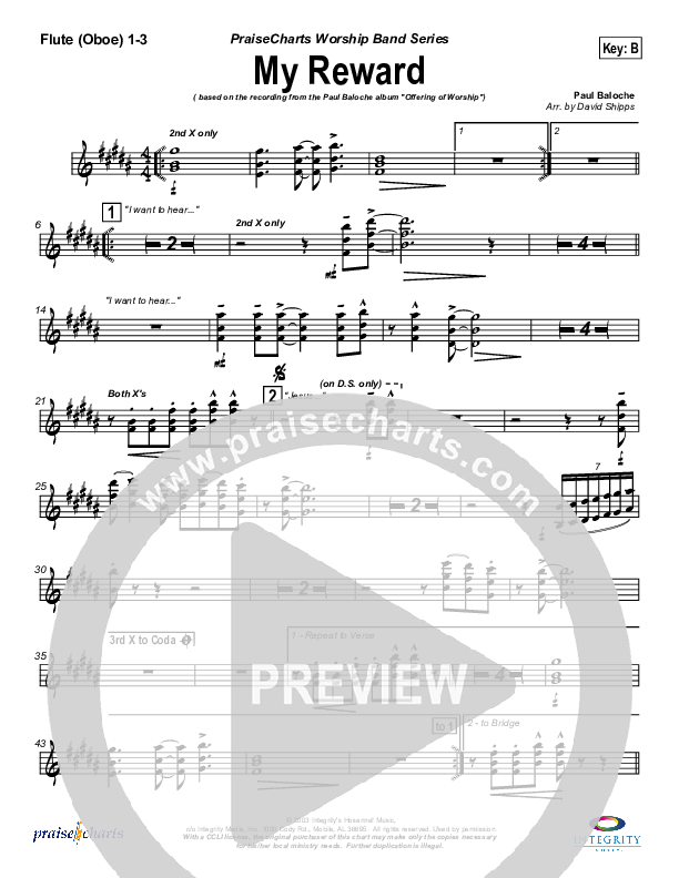 My Reward Flute/Oboe 1/2/3 (Paul Baloche)