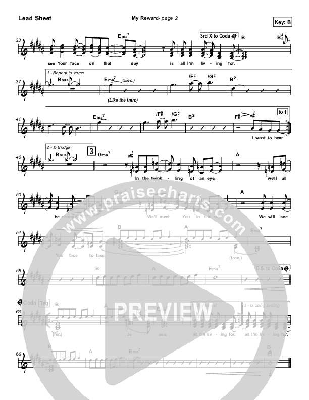 My Reward Lead Sheet (Paul Baloche)