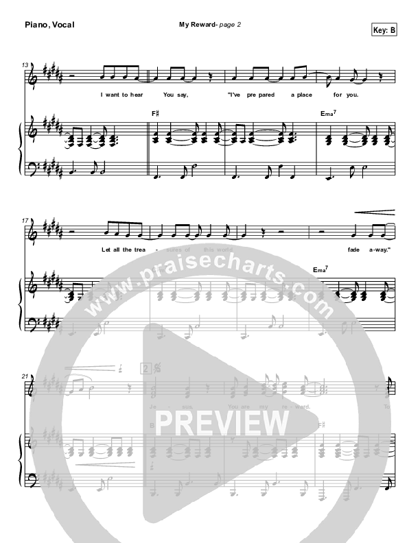 My Reward Piano/Vocal (Paul Baloche)