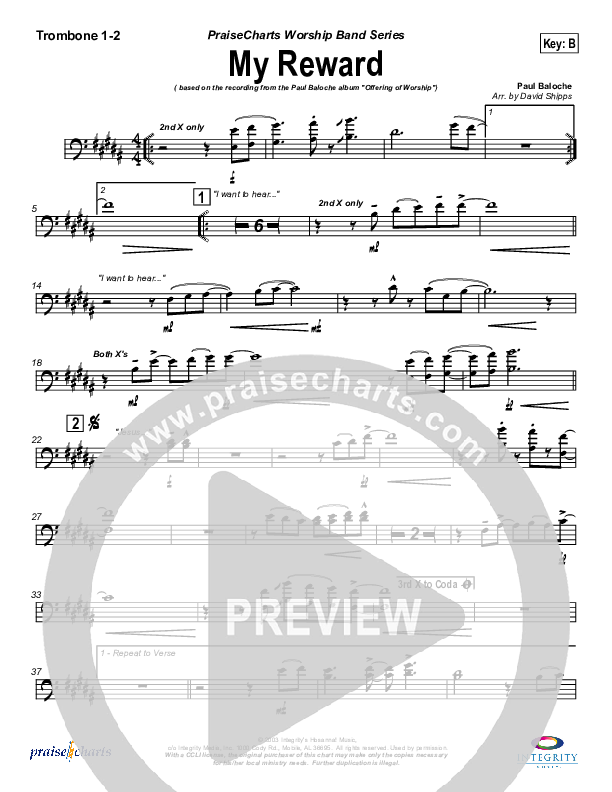 My Reward Trombone 1/2 (Paul Baloche)