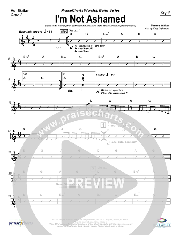 I'm Not Ashamed Acoustic Guitar (Tommy Walker)