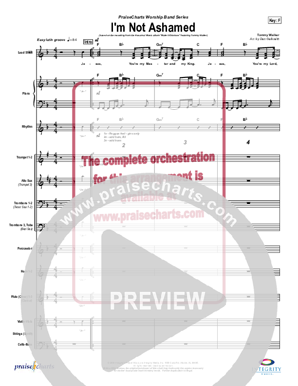 I'm Not Ashamed Conductor's Score (Tommy Walker)