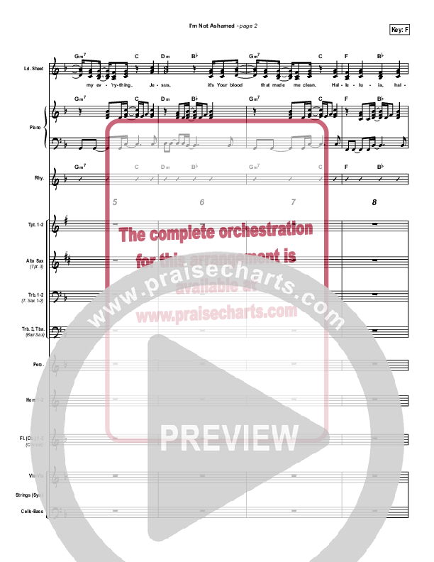 I'm Not Ashamed Conductor's Score (Tommy Walker)