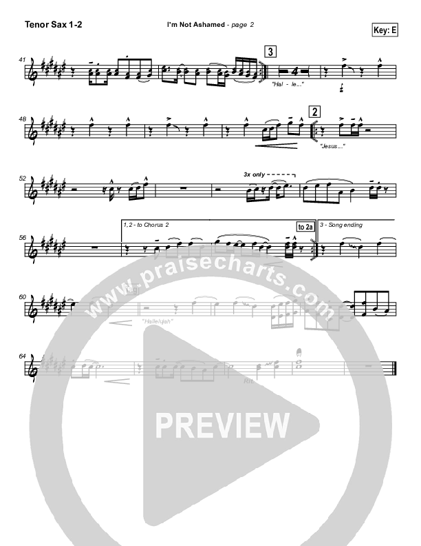 I'm Not Ashamed Tenor Sax 1/2 (Tommy Walker)