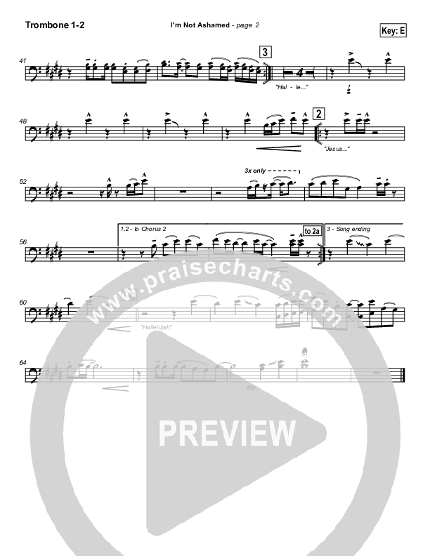 I'm Not Ashamed Trombone 1/2 (Tommy Walker)