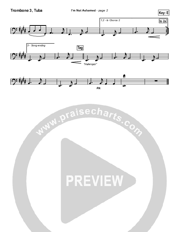 I'm Not Ashamed Trombone 3/Tuba (Tommy Walker)