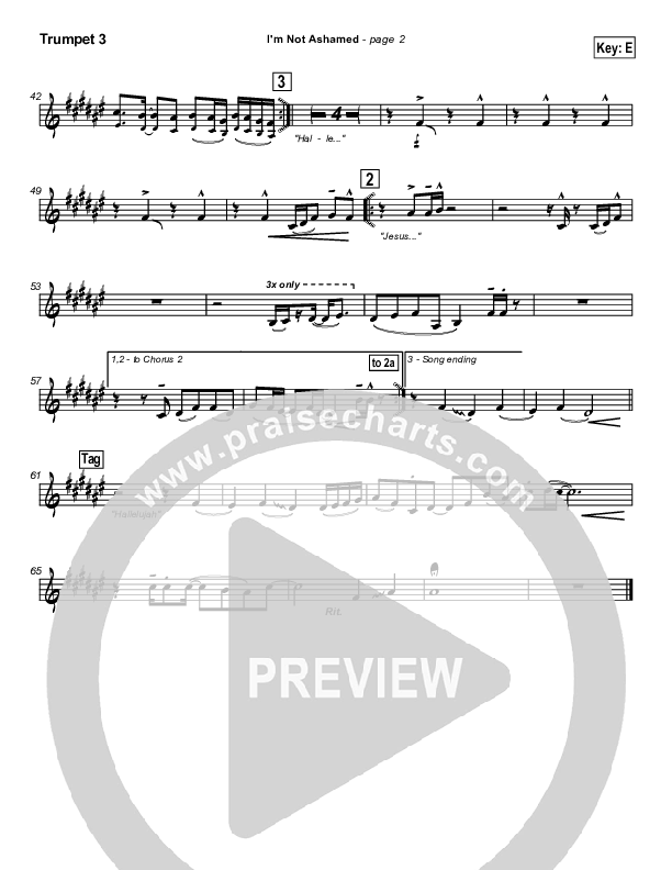 I'm Not Ashamed Trumpet 3 (Tommy Walker)