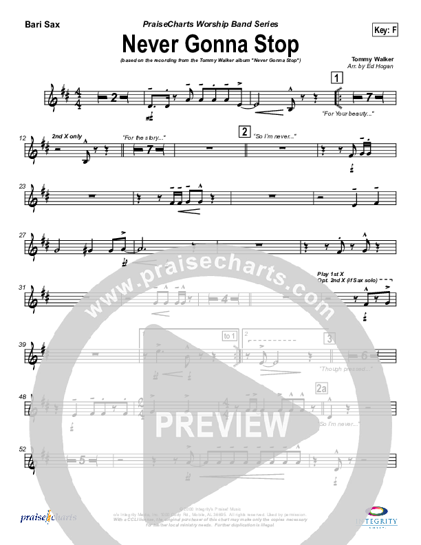 Never Gonna Stop Bari Sax (Tommy Walker)