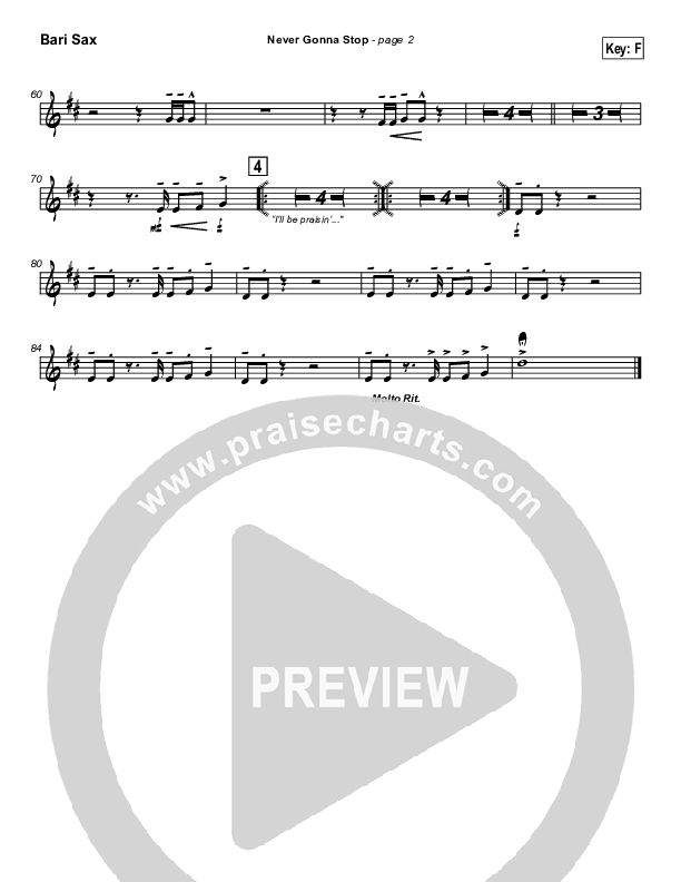 Never Gonna Stop Bari Sax (Tommy Walker)