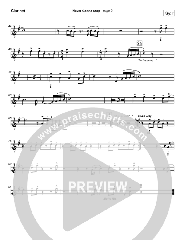 Never Gonna Stop Clarinet (Tommy Walker)