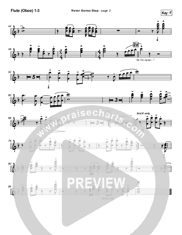 Never Gonna Stop Flute/Oboe 1/2/3 (Tommy Walker)