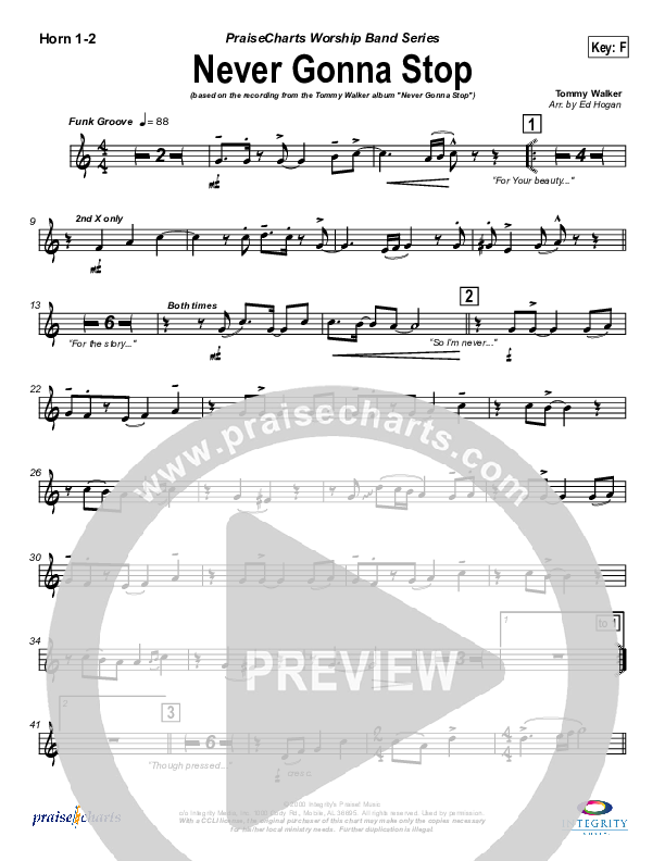 Never Gonna Stop French Horn 1/2 (Tommy Walker)