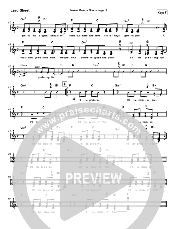 Never Gonna Stop Lead Sheet (Tommy Walker)