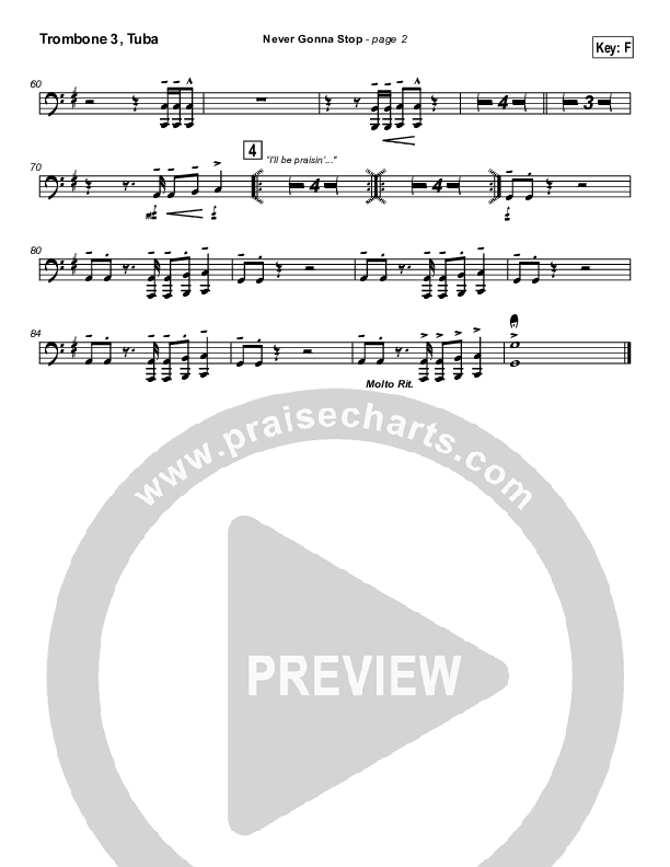 Never Gonna Stop Trombone 3/Tuba (Tommy Walker)