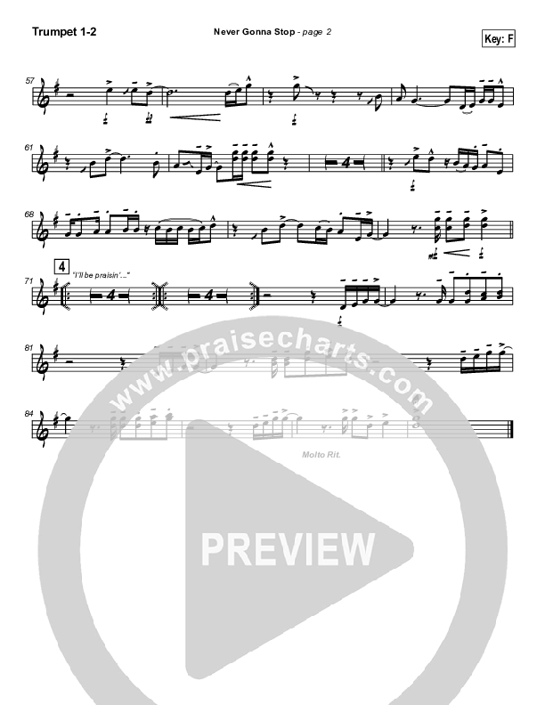 Never Gonna Stop Trumpet 1,2 (Tommy Walker)