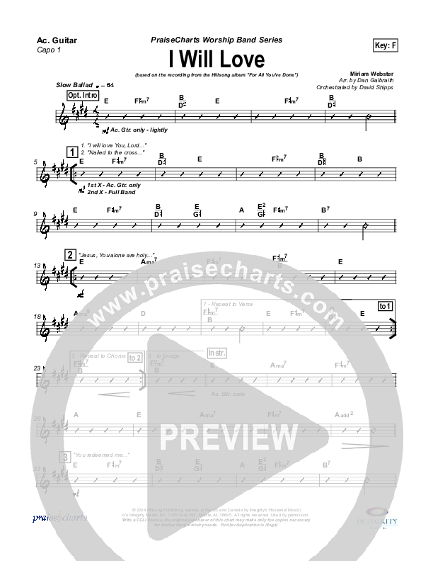 I Will Love Acoustic Guitar (Hillsong Worship)