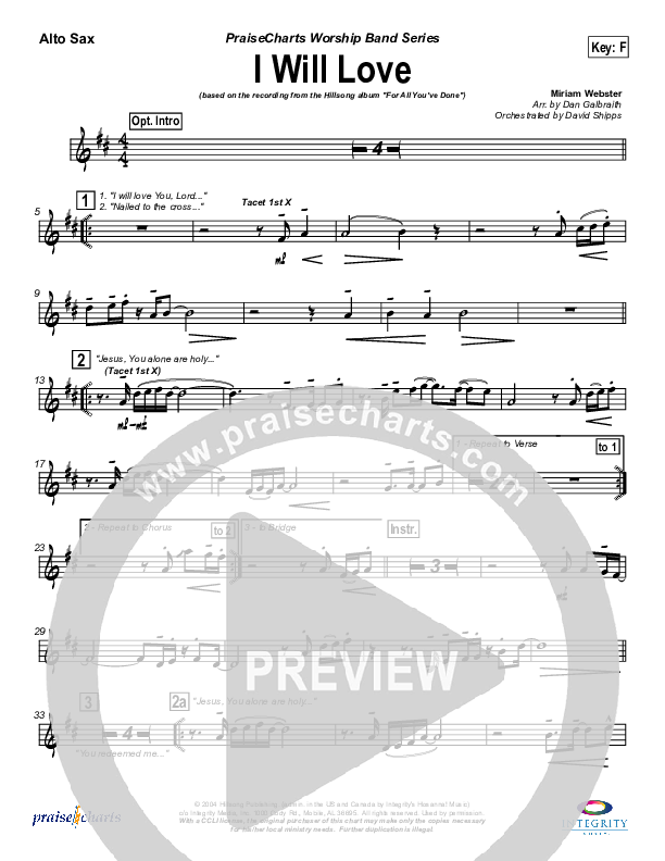 I Will Love Alto Sax (Hillsong Worship)