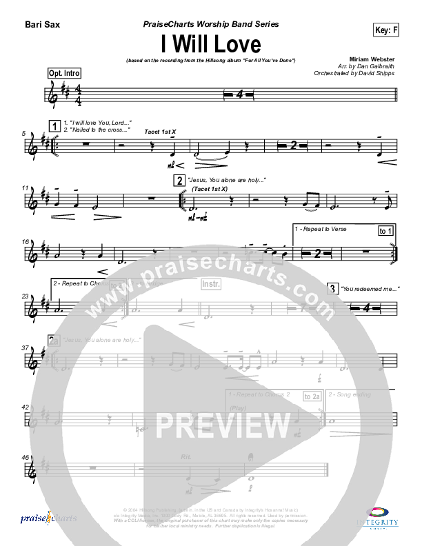 I Will Love Bari Sax (Hillsong Worship)